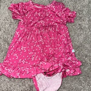 Posh Peanut pink dress bodysuit button closure. 6-12 months.